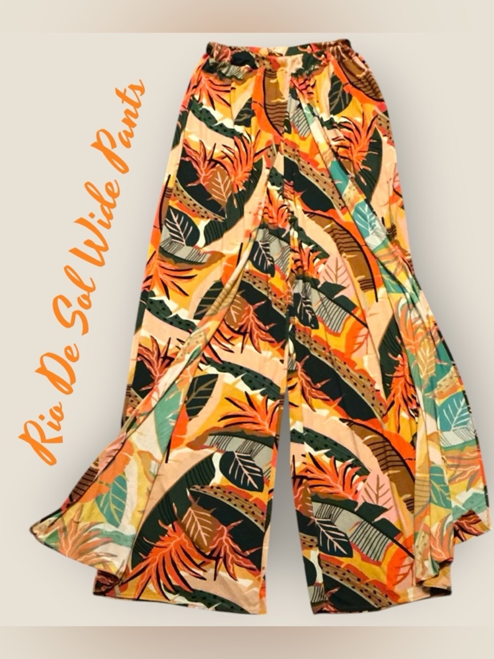 🌺NWT-Rio De Sol collection, featuring a vibrant tropical print wide-leg pants